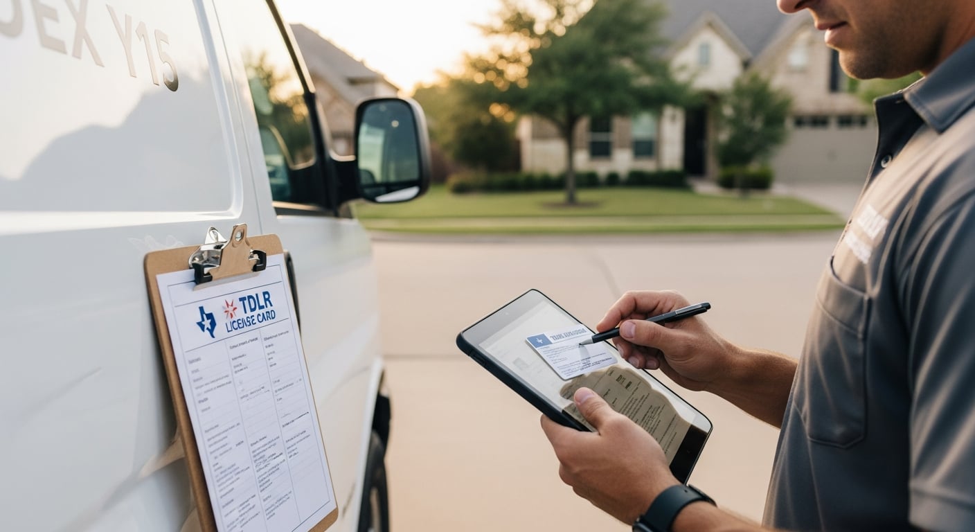 Plano TX locksmith technician verifying customer ID before key replacement service