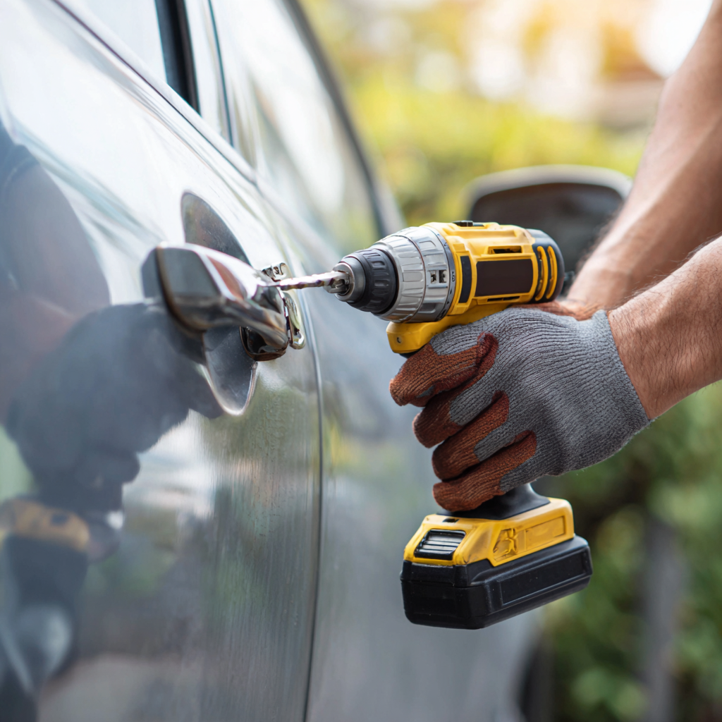 Locksmith repairing car ignition cylinder in Plano TX