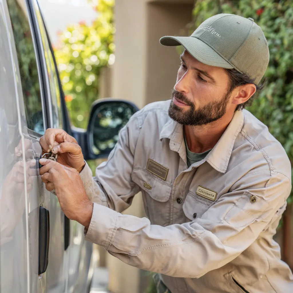 Mobile locksmith responding to emergency car lockout in Plano TX